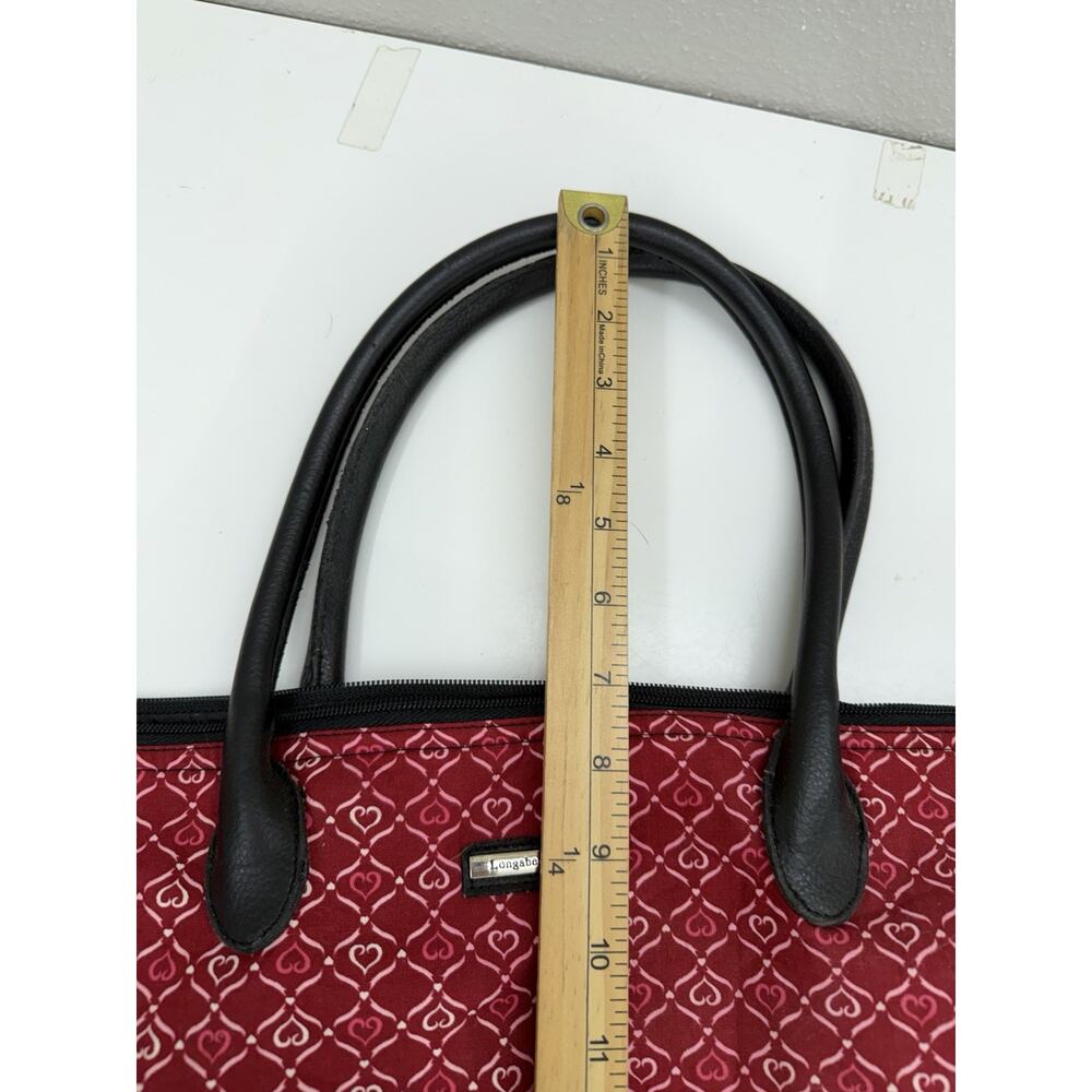Longaberger Homestead Tote Bag Purse Red Hearts Zip Up Lined - Picture 14 of 15